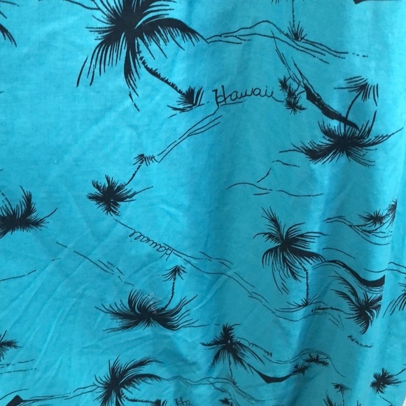 Vintage Hilo Hattie Hawaiian Off Shoulder Teal MuMu Maxi Dress Size Large - Picture 4 of 8